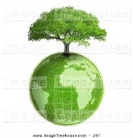 clipart-of-a-lush-green-tree-growing-on-top-of-the-green-earth-with-a-grassy-texture-over-solid-white-by-beboy-297